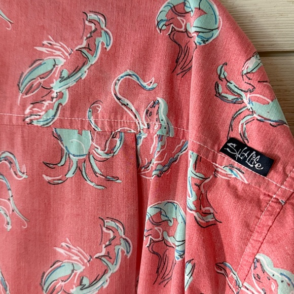 Men’s Salt Life vacation shirt crab octopus lobster jellyfish print button down - Picture 4 of 6